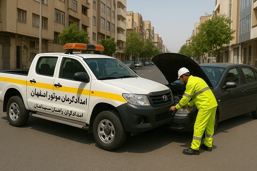 امداد خودرو کرمان موتور اصفهان با امدادگران راهیان سپاهان 2 امداد خودرو کرمان موتور اصفهان